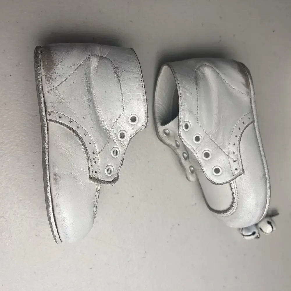 Vintage 1950's Baby Deer Trainer Shoes White Leather Original Box & Pin Bells